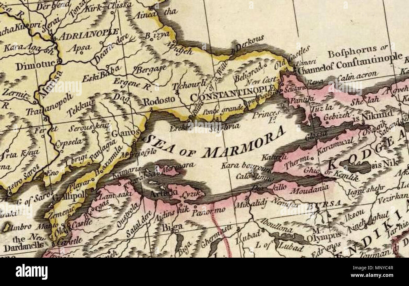 . Inglese: (composito di) una mappa del Mare Mediterraneo con le regioni adiacenti e mari in Europa, Asia e Africa. Da William Faden, geografo al re. Londra, stampato per Wm. Faden, Charing Cross, 1 marzo, 1785. 1 marzo 1785. William Faden (1749-1836) nomi alternativi Faden & Jefferys Descrizione cartografo britannico e publisher e Data di nascita e morte circa 1750 21 marzo 1836 Luogo di nascita Londra posizione di lavoro dal 1771: 'geografo al re e al Principe di Galles' competente controllo : Q8008902 VIAF: 12630020 ISNI: 0000 0001 2276 5926 ULAN: 500043295 LCCN: n8 Foto Stock