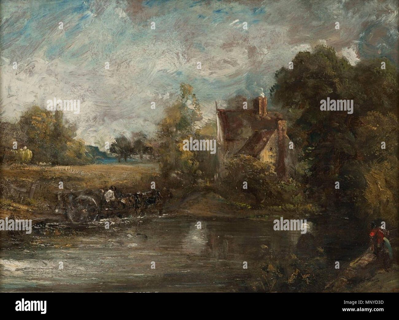 Willy Lott's Cottage . Inglese: Come si vede in la serie televisiva della BBC Fake o fortuna?, serie 6, episodio 1. . Circa 1820. 1269 Willy Lott's Cottage - Constable Foto Stock