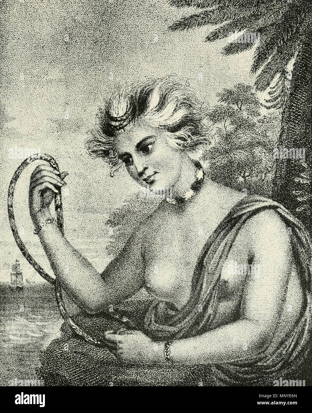 . Inglese: Wynee, nativo di Owyhee, una delle Isole Sandwich. Questa bella incisione di una donna delle Isole Hawaii è stata disegnata da un membro del capitano John Meares' equipaggio durante i suoi viaggi in America del nord-ovest del Pacifico, la Cina e le Hawaii negli anni 1786, 1788 e 1789. Wynee andò a nord-ovest del Pacifico a bordo della nave britannica aquila imperiale come il servo della moglie del capitano della nave di Charles Barkley. Ella è stata lasciata nel cantone dove ha deciso di tornare alle Hawaii a bordo il capitano John Meares della nave con i compagni di Hawaiian Kaiana, ma morì di malattia il viaggio il 5 febbraio 1788. Foto Stock