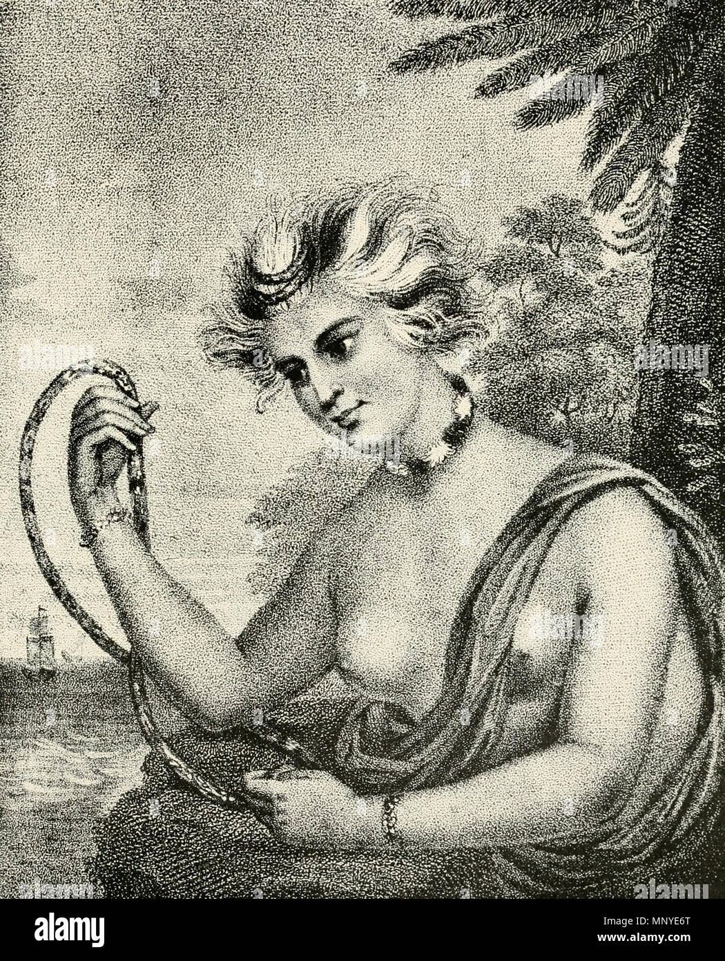 . Inglese: Wynee, nativo di Owyhee, una delle Isole Sandwich. Questa bella incisione di una donna delle Isole Hawaii è stata disegnata da un membro del capitano John Meares' equipaggio durante i suoi viaggi in America del nord-ovest del Pacifico, la Cina e le Hawaii negli anni 1786, 1788 e 1789. Wynee andò a nord-ovest del Pacifico a bordo della nave britannica aquila imperiale come il servo della moglie del capitano della nave di Charles Barkley. Ella è stata lasciata nel cantone dove ha deciso di tornare alle Hawaii a bordo il capitano John Meares della nave con i compagni di Hawaiian Kaiana, ma morì di malattia il viaggio il 5 febbraio 1788. Foto Stock