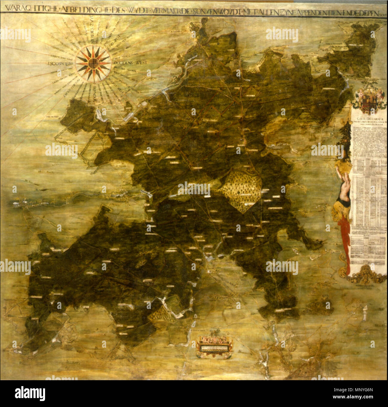 Mappa della Foresta di Soignies (vista completa) 1661. 1285 Ignazio van der Stock - Mappa della Foresta di Soignies Foto Stock