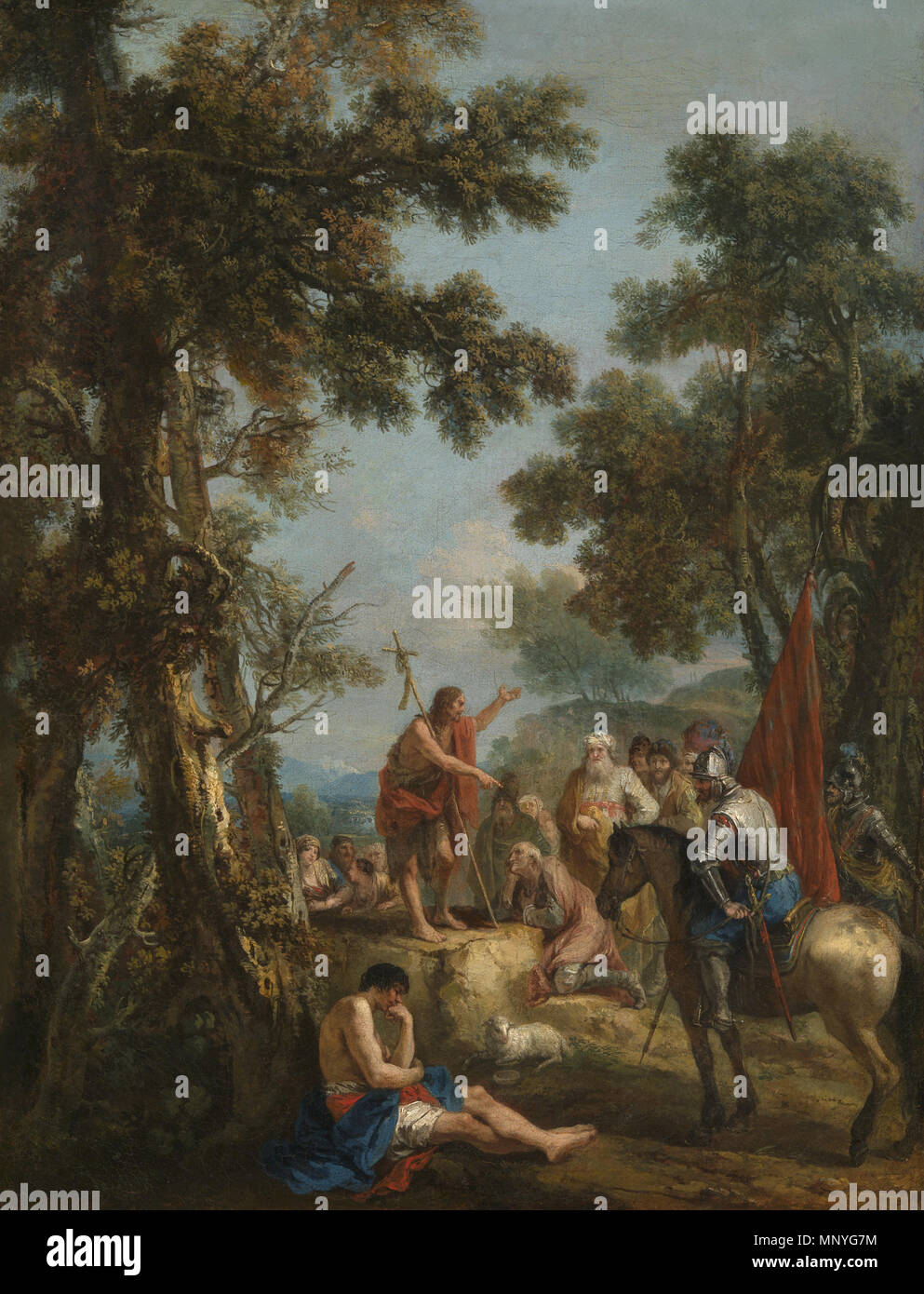 Inglese: San Giovanni Battista predicazione circa 1735-1745. 1285 Zuccarelli, San Giovanni Battista la predicazione Foto Stock