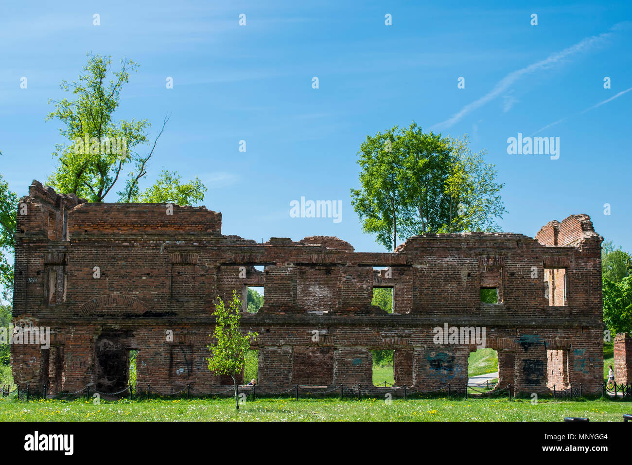 Vista panoramica sulle rovine di una storica casa storica. Casa in rovina. vecchio e storico sgangherate house Foto Stock