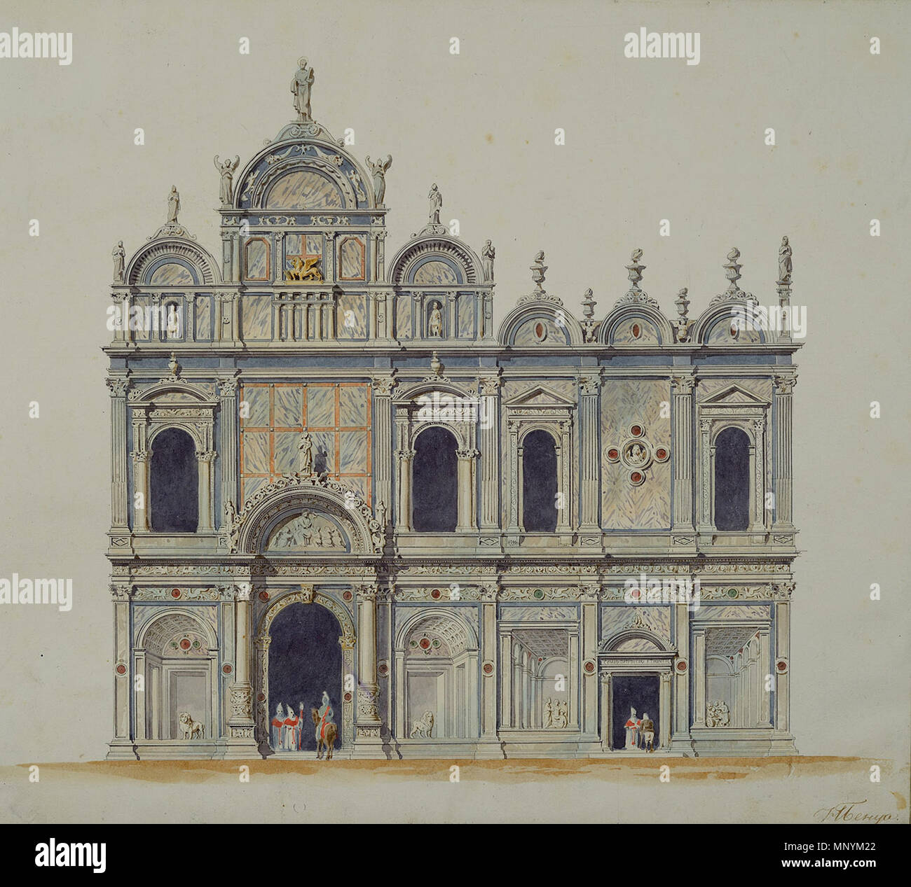 1304 Скуола ди Сан-Марко в Венеции. Фасад Foto Stock