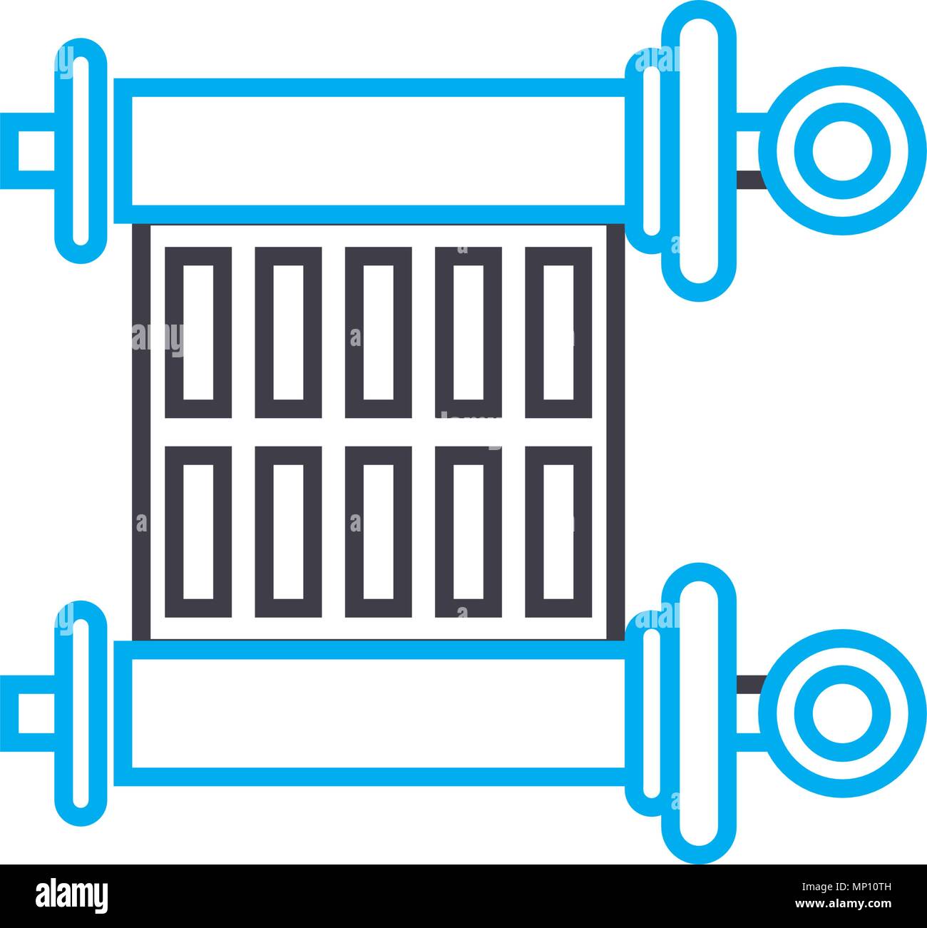 Manoscritto santa icona lineare concetto. Santo manoscritto vettore di linea di segno, simbolo, figura. Illustrazione Vettoriale