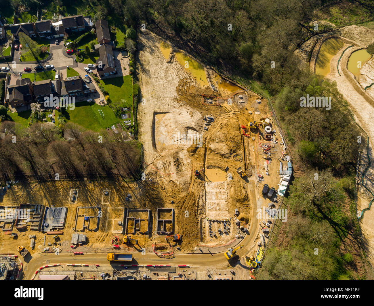 Vedute aeree di Redrow Homes development- Penlands verde, situato a Haywards Heath, West Sussex, Regno Unito Foto Stock