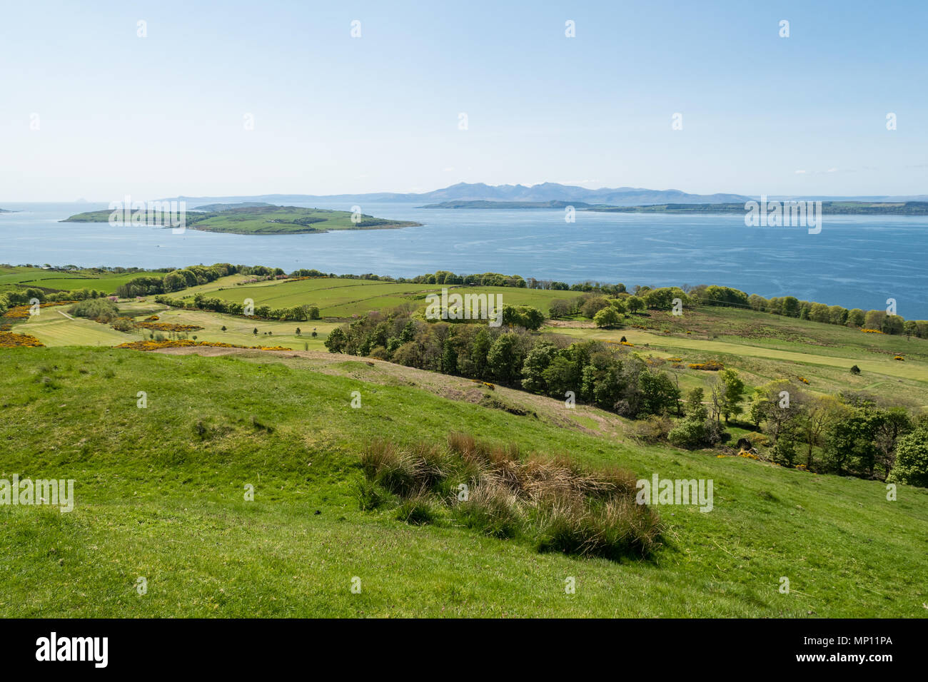 Routenburn Golf Club Largs con fantastiche vedute del Firth of Clyde, North Ayrshire, in Scozia, Regno Unito Foto Stock