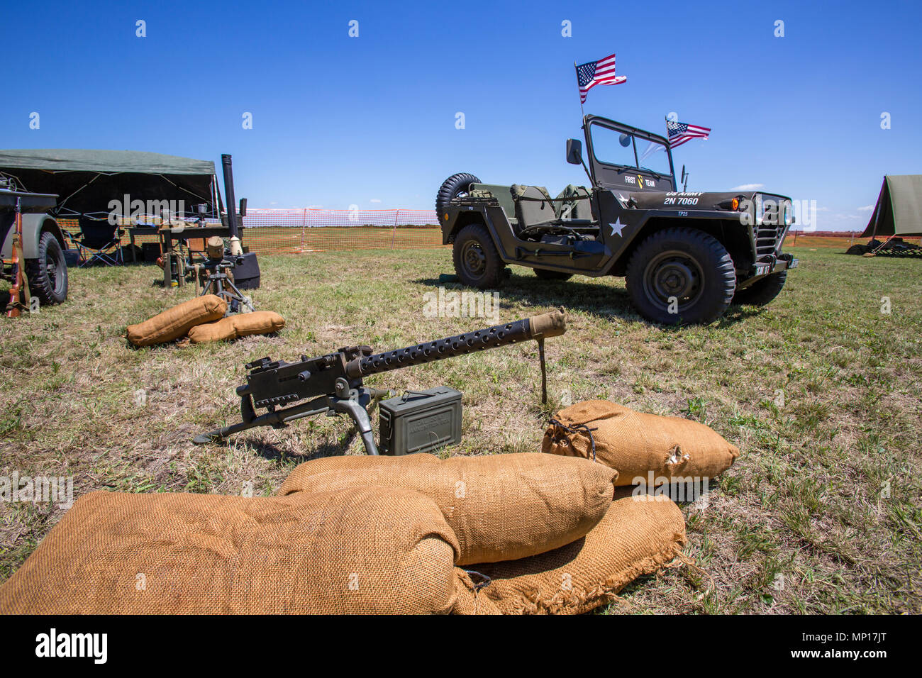 WWII Jeep dell esercito presso la centrale di Airshow di Texas Foto Stock