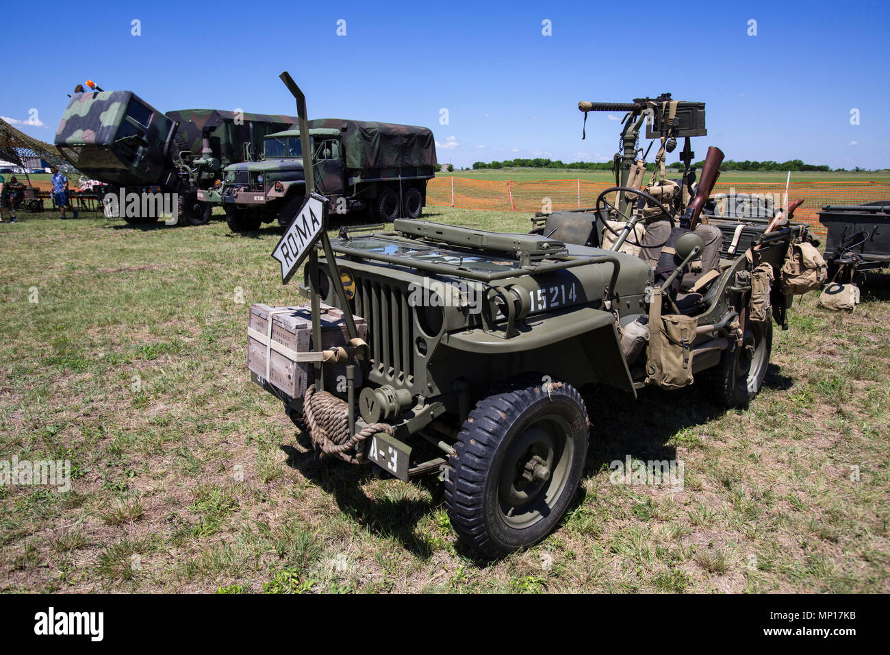 WWII Jeep dell esercito presso la centrale di Airshow di Texas Foto Stock