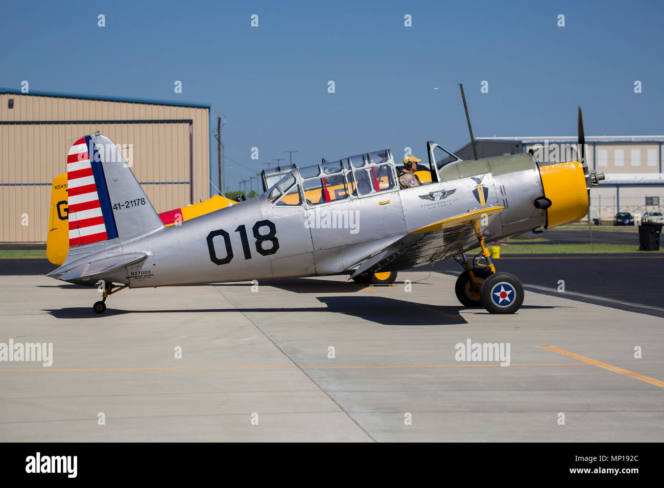 North American texano aeromobile presso la centrale di Airshow di Texas Foto Stock