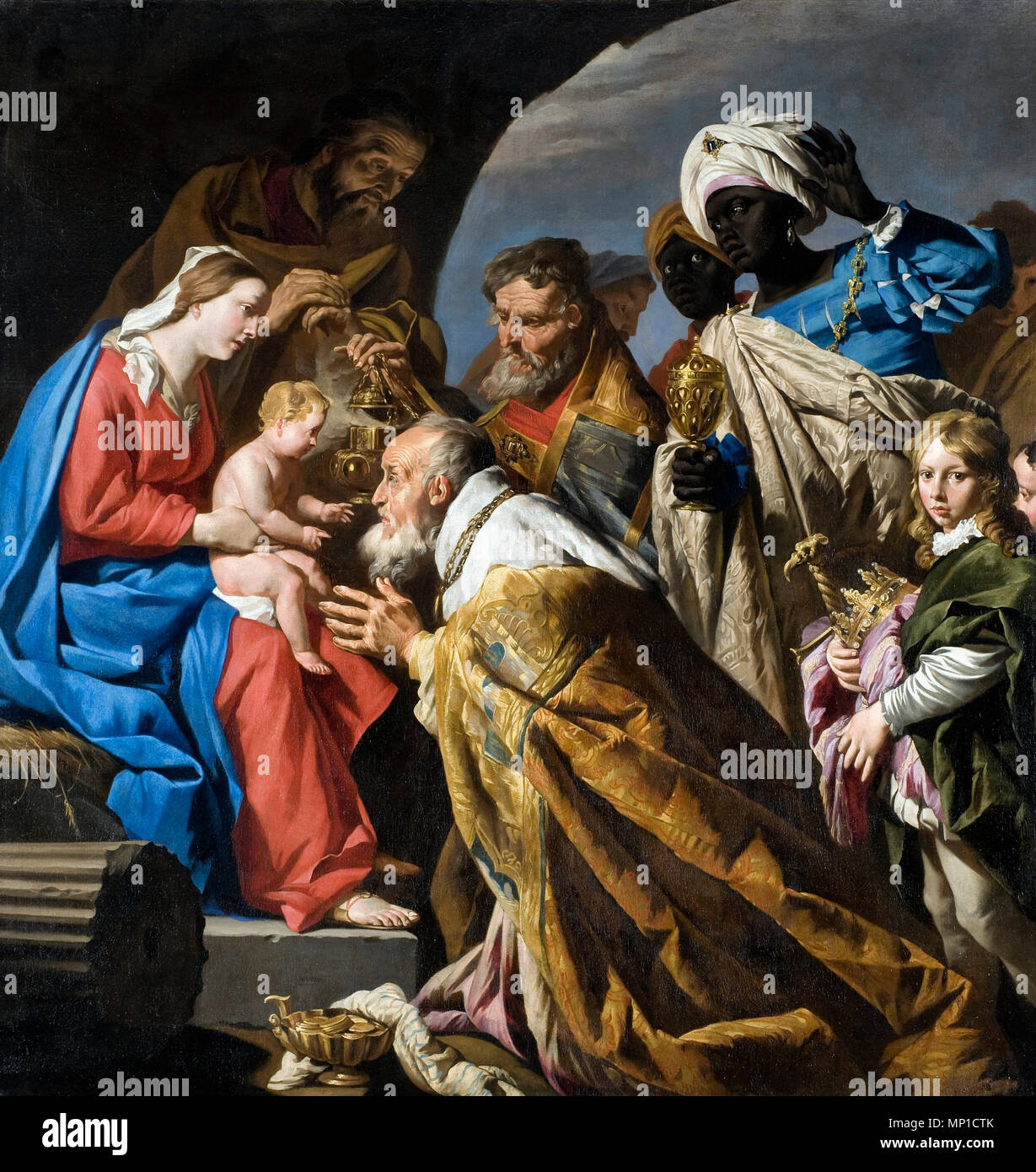 L Adorazione dei Magi, Matthias Stom o Matthias Stomer, 1630s Foto Stock