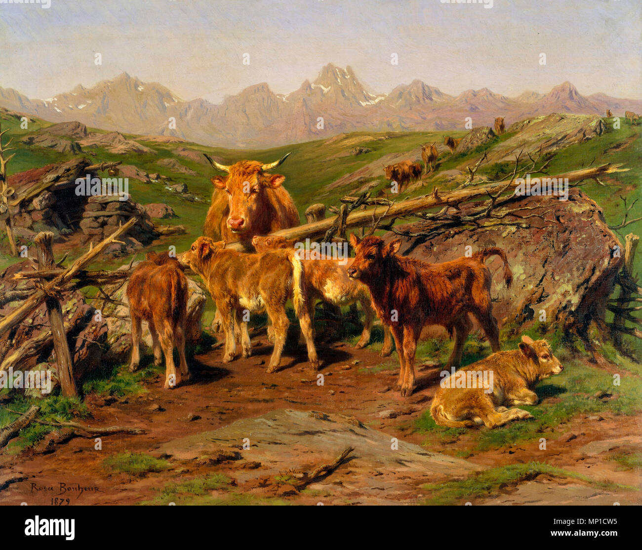 Lo svezzamento dei vitelli, Rosa Bonheur, circa 1879 Foto Stock