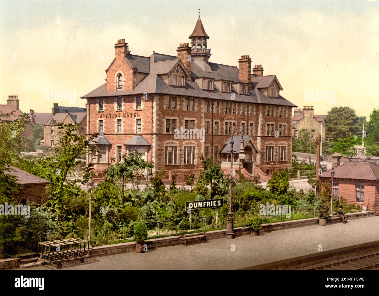 Station Hotel, Dumfries Scozia, circa 1900 Foto Stock
