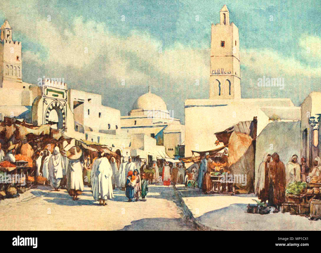 La Grande Rue, Kairouan, Tunisia, circa 1906 Foto Stock