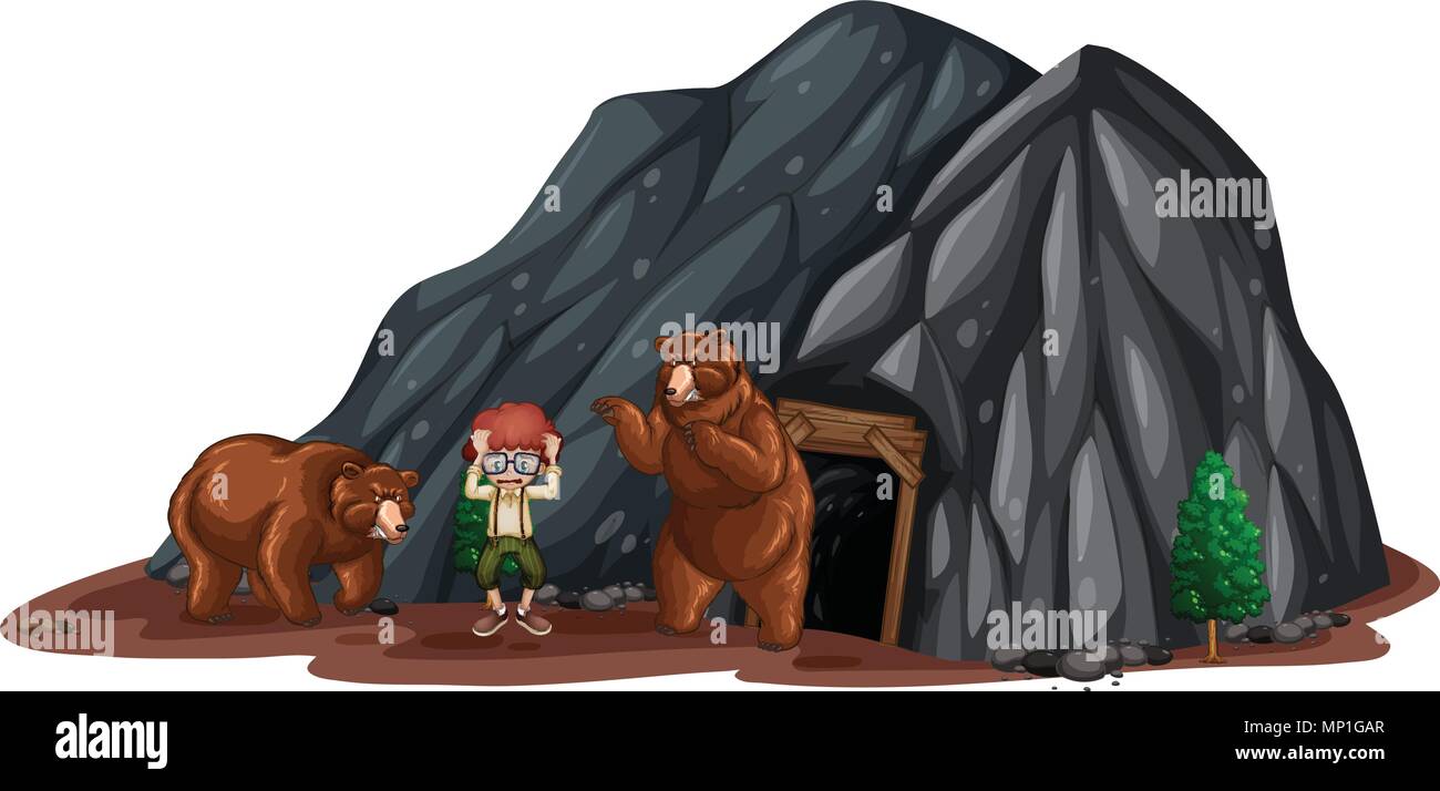 Due recano spaventato un capretto illustrazione Illustrazione Vettoriale