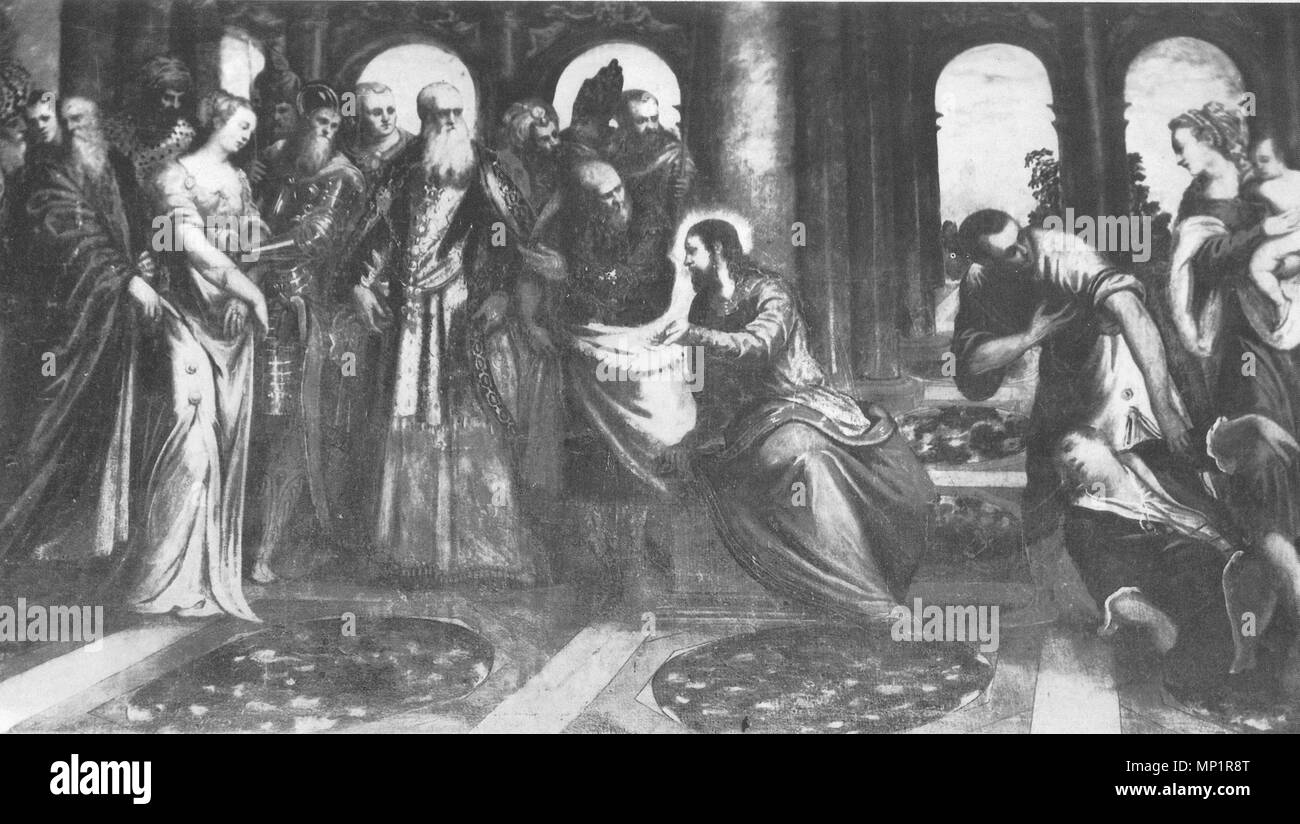 Italiano: Cristo e l'adultera . 955 Pallucchini Tintoretto 352 Foto Stock