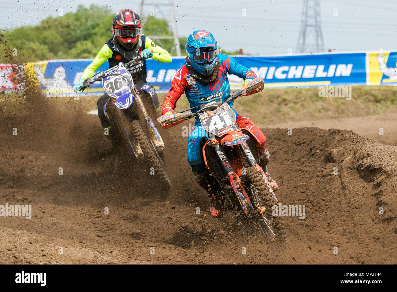 Cittadini MX Motocross, Dock Preston, Lancashire. Il 20 maggio 2018. La crema della British Motocross talento sarà tenuto al circuito a Preston Docks nel Lancashire per la Michelin MX cittadini. Il "cittadini" offre un intero weekend di gare con 26 gare su due giorni e le classi di servizio catering per SW/BW 85, MXY1 e 2, MX1 e MX2 Clubman destra attraverso la Pro MX1 e MX2 'più veloce 40'; lo stadio è impostato per un'azione-ricco programma del campionato britannico racing alla sommità del suo gioco. Credito: Cernan Elias/Alamy Live News Foto Stock