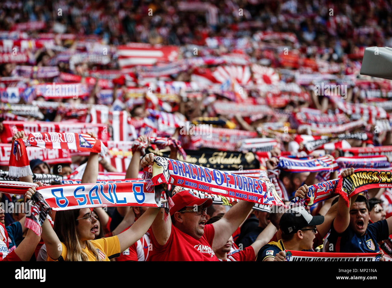 Wanda Metropolitano, Madrid, Spagna. Il 20 maggio 2018. La Liga calcio, Atletico Madrid versus Eibar; Atletico de Madrid tifosi Credito: Azione Sport Plus/Alamy Live News Foto Stock