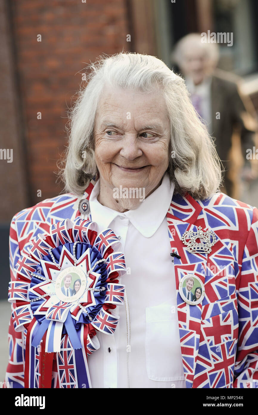 Windsor, Regno Unito. 19 Maggio, 2018. Margaret Tyler ahaed il Royal Wedding del principe Harry e Meghan Markle il 19 maggio 2018 in Windsor, Berkshire, Regno Unito Credit: Jack Abuin/ZUMA filo/Alamy Live News Foto Stock