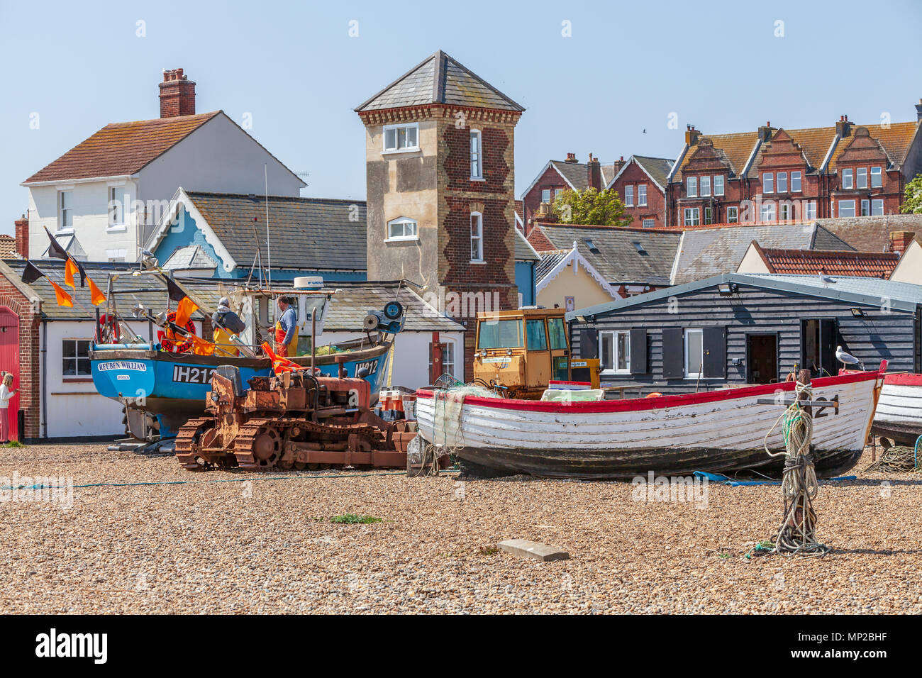 Vista lungo il lungomare aldeburgh SUFFOLK REGNO UNITO Foto Stock