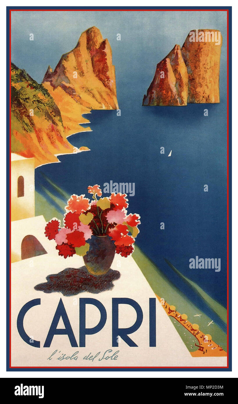 CAPRI Vintage 1950s Poster Capri Italia ‘ l’isola del Sole’ Foto Stock