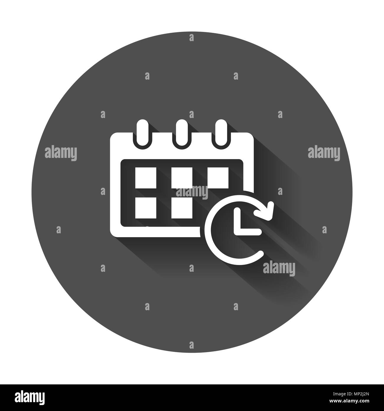 Calendario icona vettore. Nota agenda segno illustrazione. Il concetto di business semplice piatto pittogramma con lunga ombra. Illustrazione Vettoriale