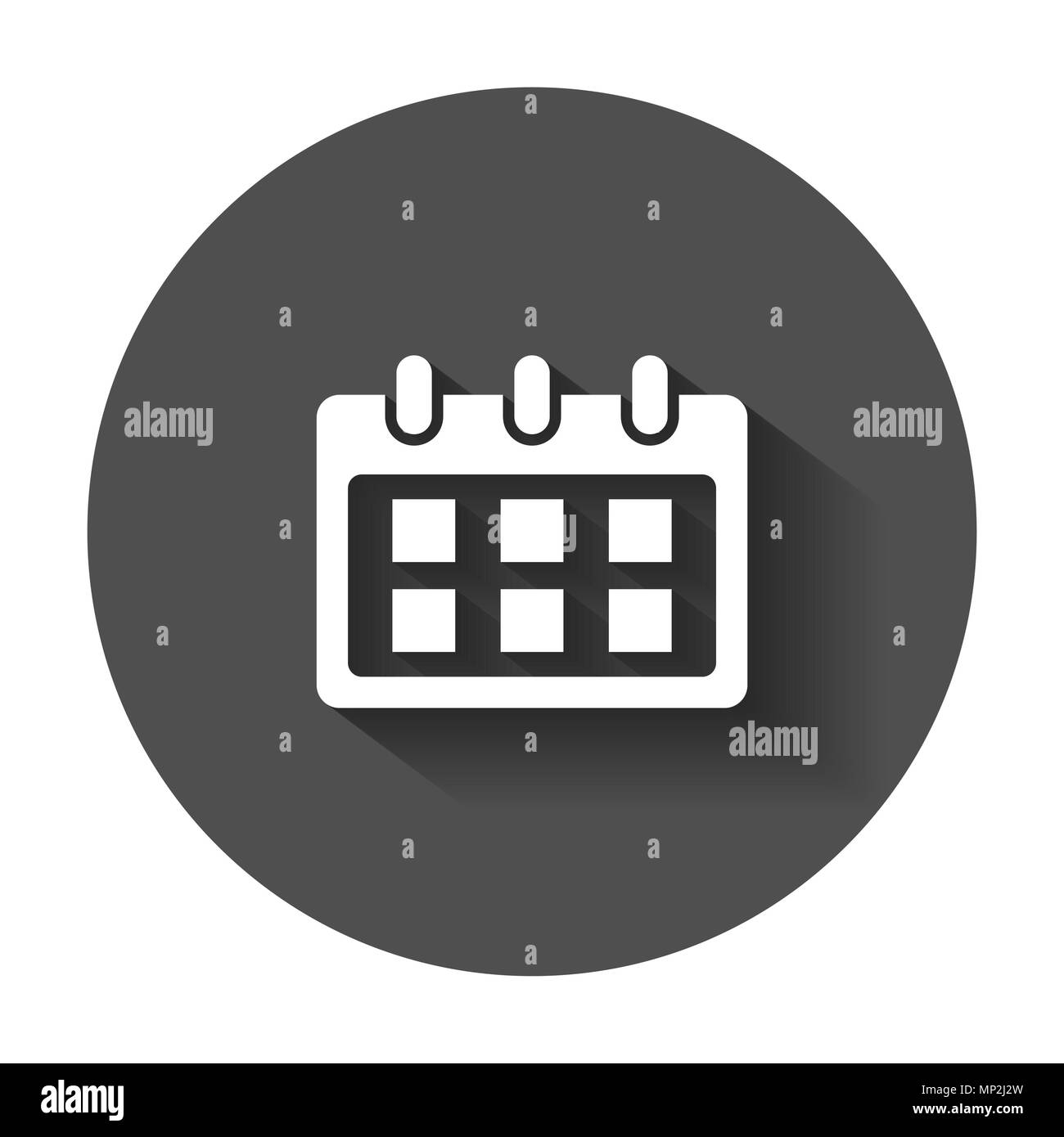 Calendario icona vettore. Nota agenda segno illustrazione. Il concetto di business semplice piatto pittogramma con lunga ombra. Illustrazione Vettoriale