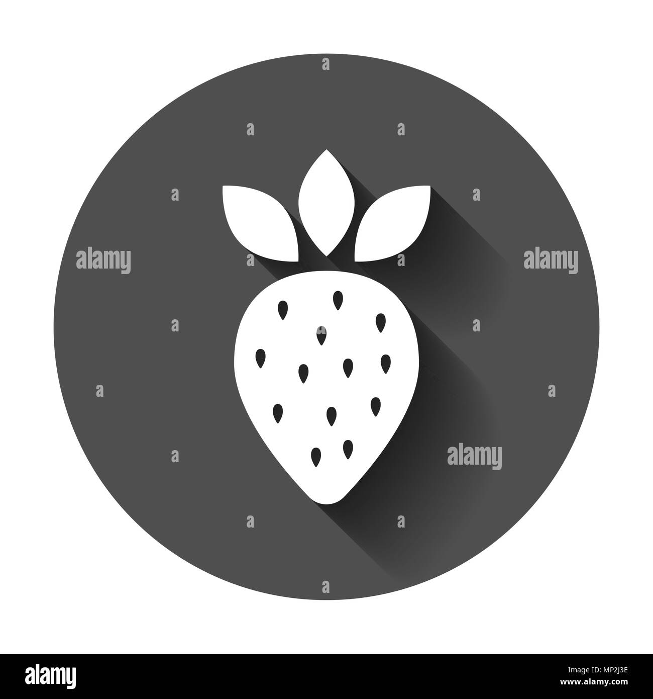 Fragole segno icona vettore. Ripe berry illustrazione. Il concetto di business semplice piatto pittogramma con lunga ombra. Illustrazione Vettoriale