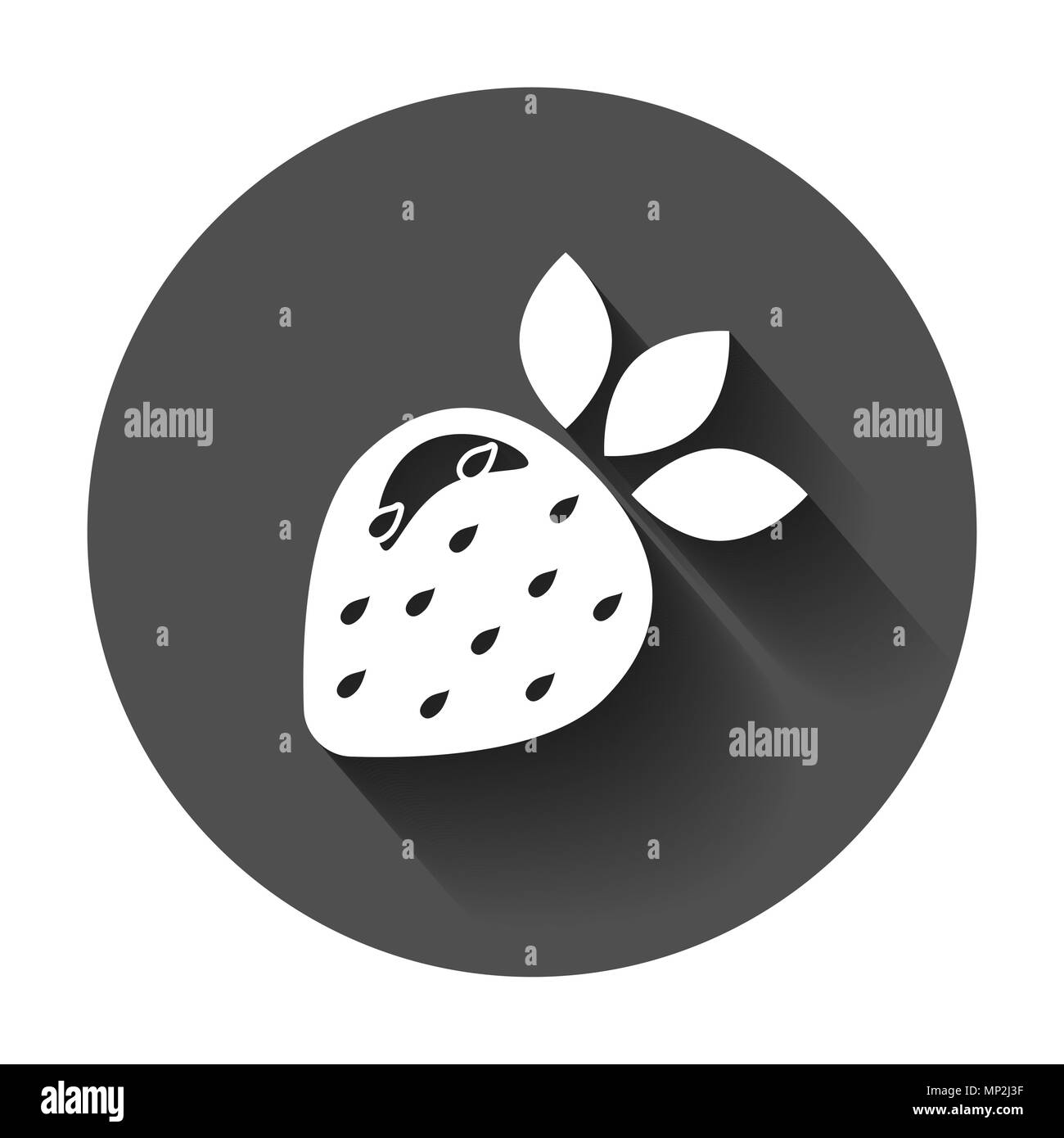 Fragole segno icona vettore. Ripe berry illustrazione. Il concetto di business semplice piatto pittogramma con lunga ombra. Illustrazione Vettoriale