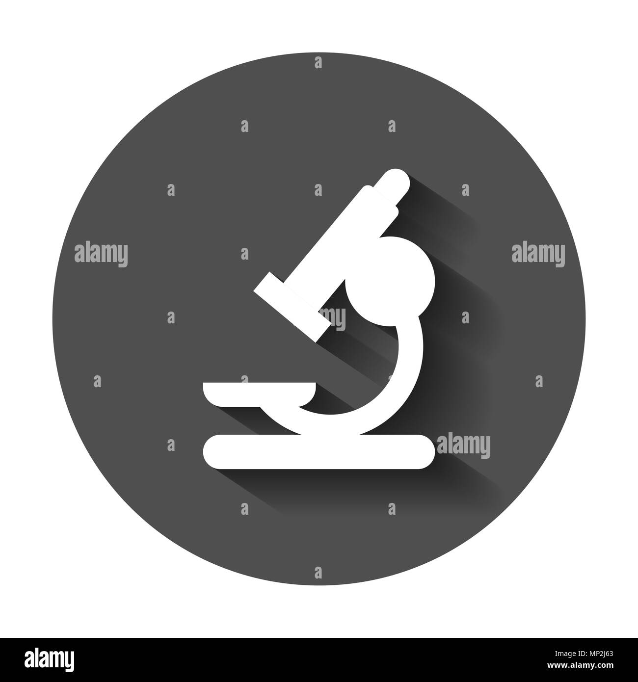 Microscopio icona lab. Illustrazione Vettoriale con lunga ombra. Il concetto di Business pittogramma del microscopio. Illustrazione Vettoriale