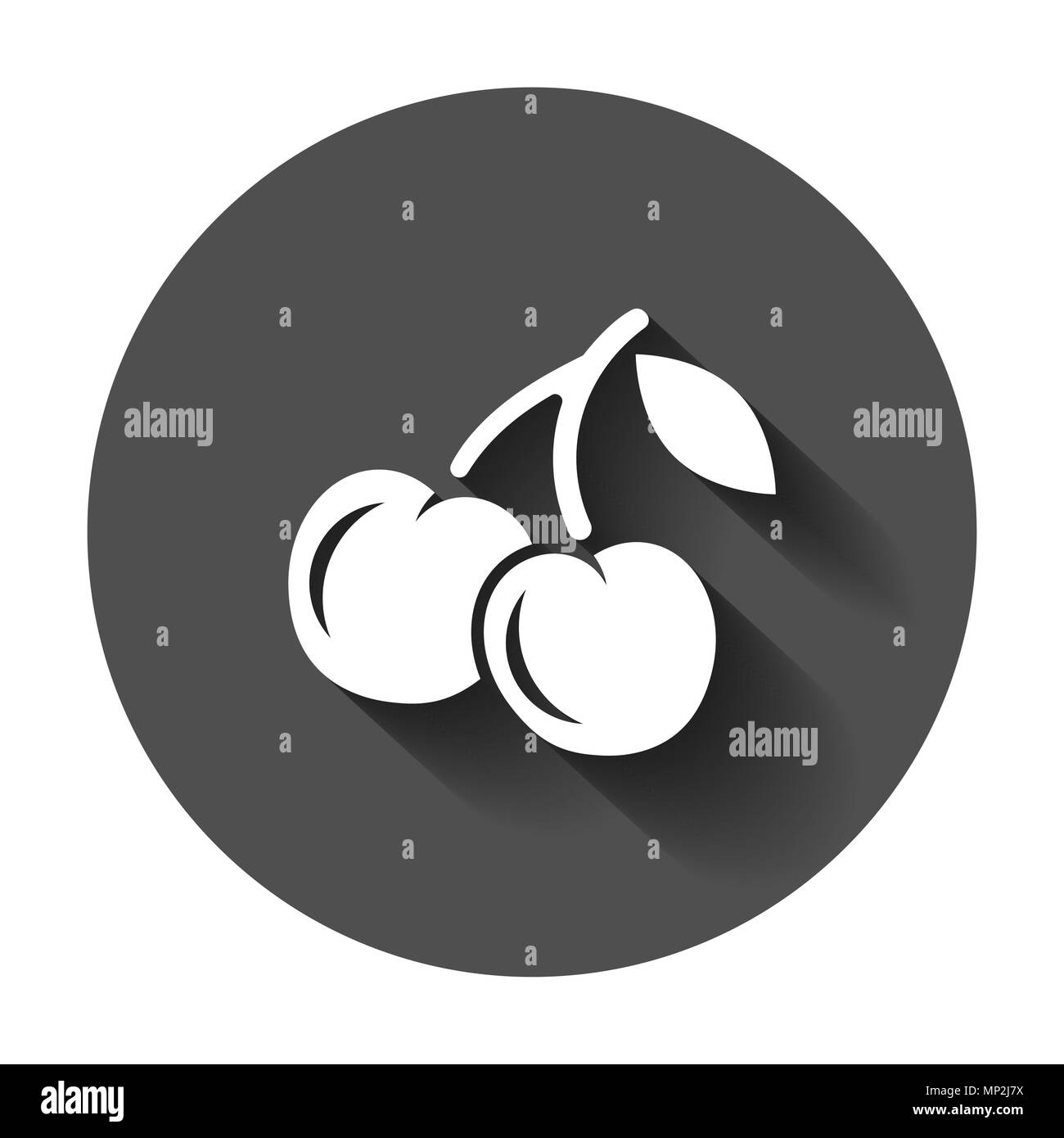 Cherry Berry icona vettore. Le ciliegie illustrazione con lunga ombra. Ciliegio dolce cibo sano. Illustrazione Vettoriale