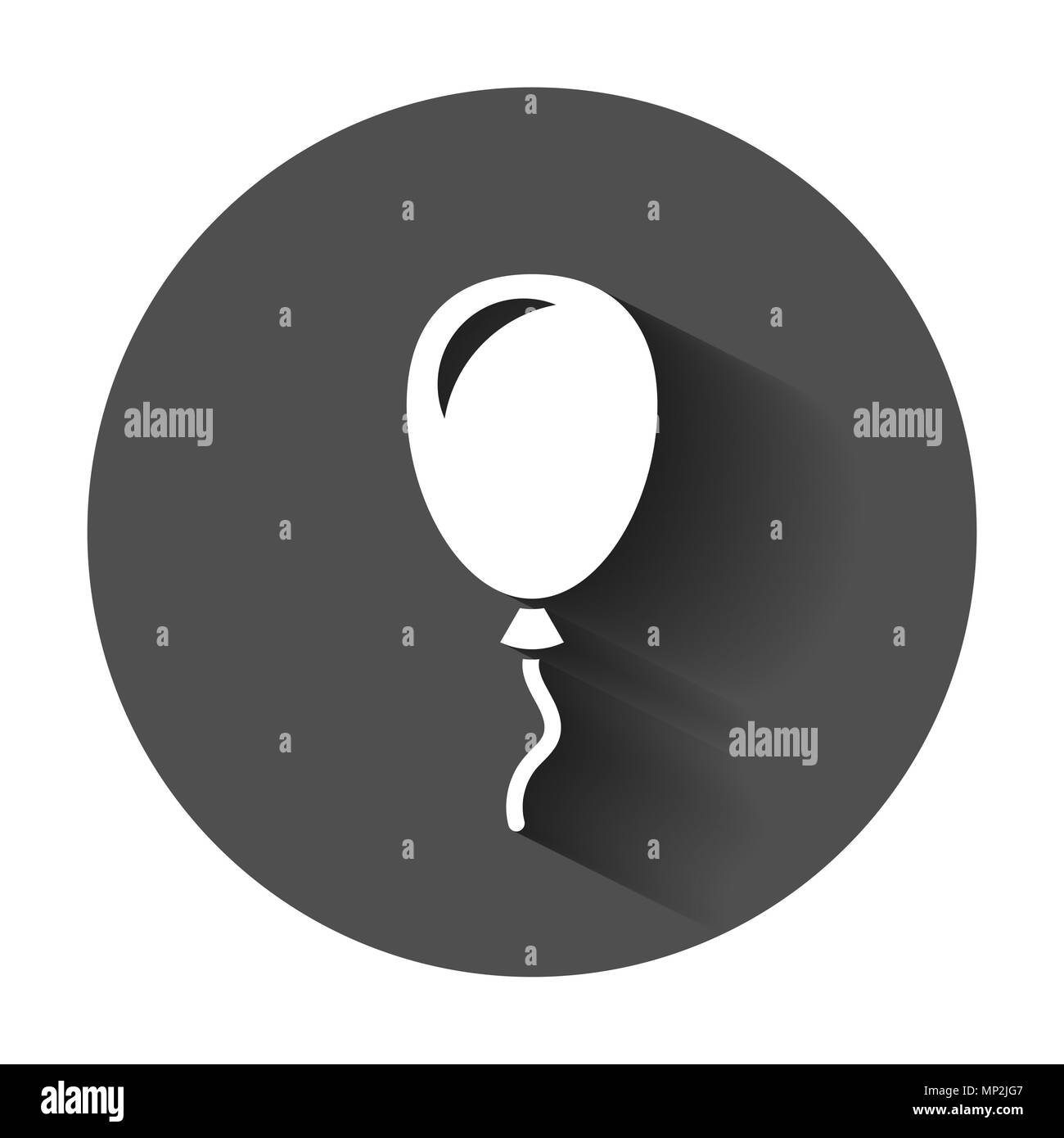 Pallone aerostatico piatto icona vettore. Compleanno mongolfiere illustrazione con lunga ombra. Palloncino concetto di business. Illustrazione Vettoriale