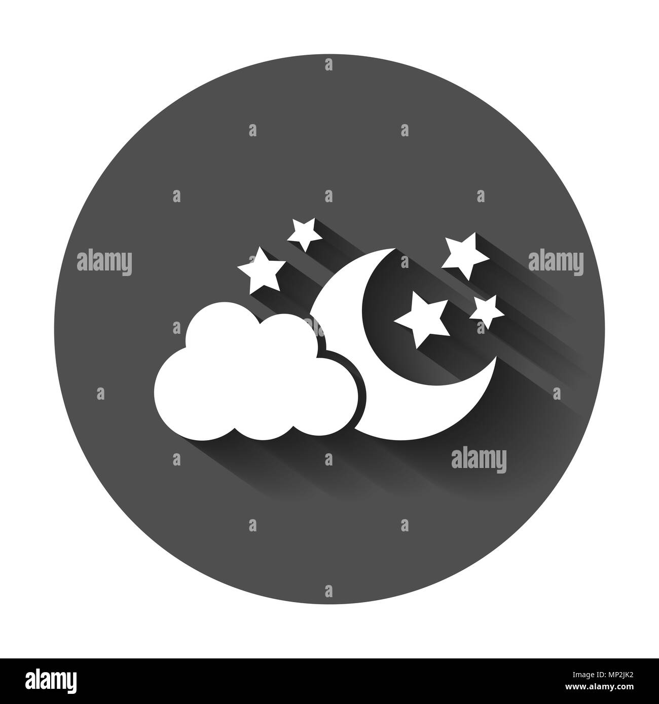 La luna e le stelle con zolle icona vettore in uno stile piatto. Illustrazione in notturna con lunga ombra. Cloud, luna il concetto di business. Illustrazione Vettoriale