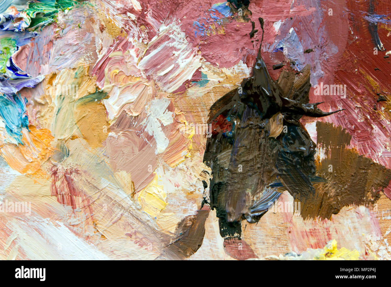 Colorato close-up olio astratto tavolozza di vernice Foto Stock
