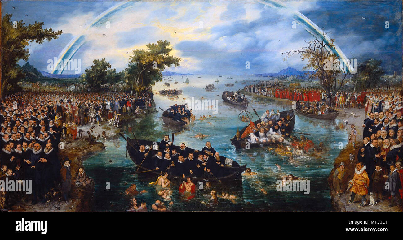 La pesca di anime.[1] titolo alternativo(s): la pesca di anime: allegoria della gelosia tra le varie confessioni religiose durante i dodici anni di tregua tra la Repubblica olandese e Spagna.[2] 1614. 1228 De zielenvisserij - Pesca di anime (Adriaen Pietersz. van de Venne) Foto Stock