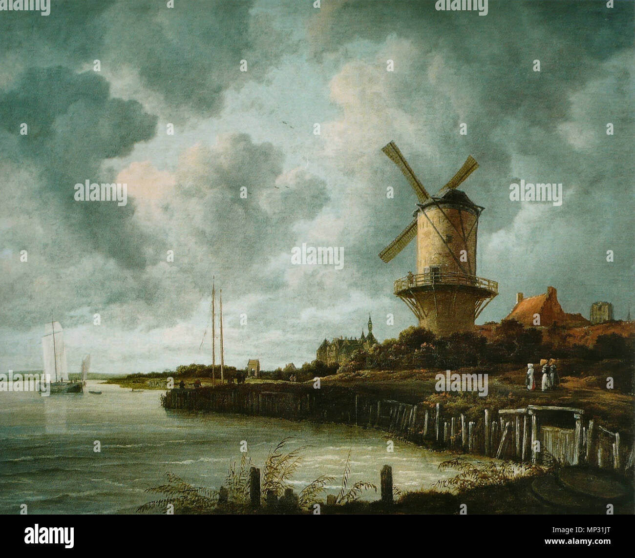 Il mulino a vento a Wijk bij Duurstede circa 1670. 682 Jacob Isaacksz. van Ruisdael - Le Moulin de-Wijk bij Duurstede- Foto Stock