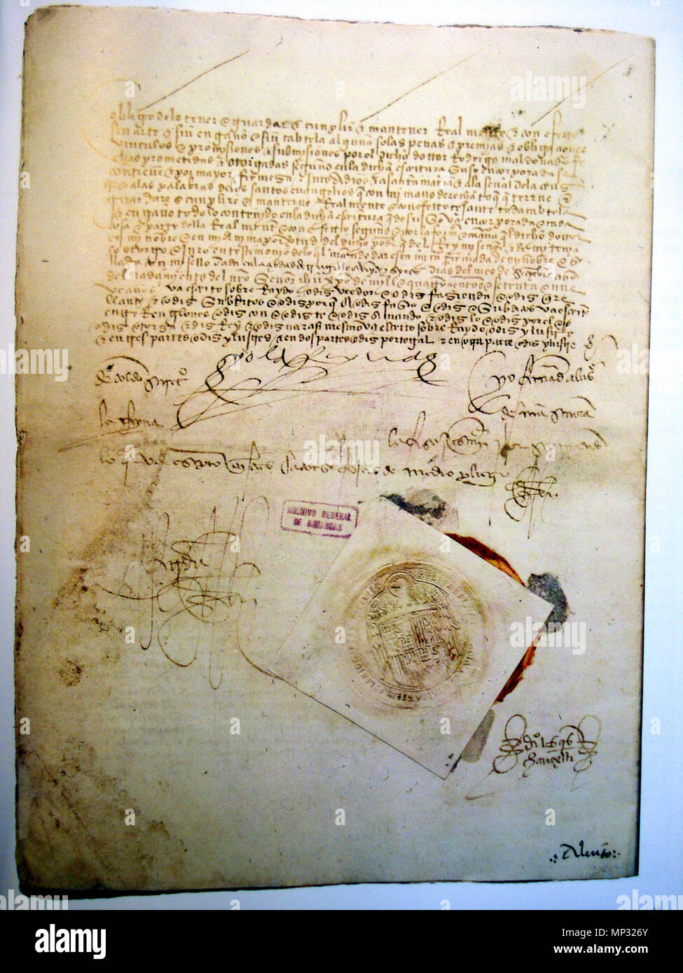 1043 Ratificacion tratado Alcaçovas Foto Stock