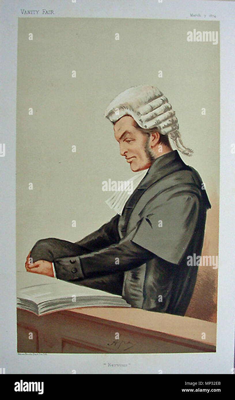 . Inglese: Caricatura di Sir Henry James MP (1828-1911). Leggere la didascalia "nervoso". 1874. "Ape" Carlo Pellegrini (1839-1889) nomi alternativi Lo Strinare, Ape Descrizione artista italiano e caricaturista Data di nascita e morte 25 Marzo 1839 22 gennaio 1889 Luogo di nascita e morte Capua Londra sede di lavoro London Authority control : Q935877 VIAF: 91408204 ISNI: 0000 0001 1684 9584 ULAN: 500106277 LCCN: N94116782 NLA: 35070756 WorldCat 693 Signore James di Hereford Foto Stock