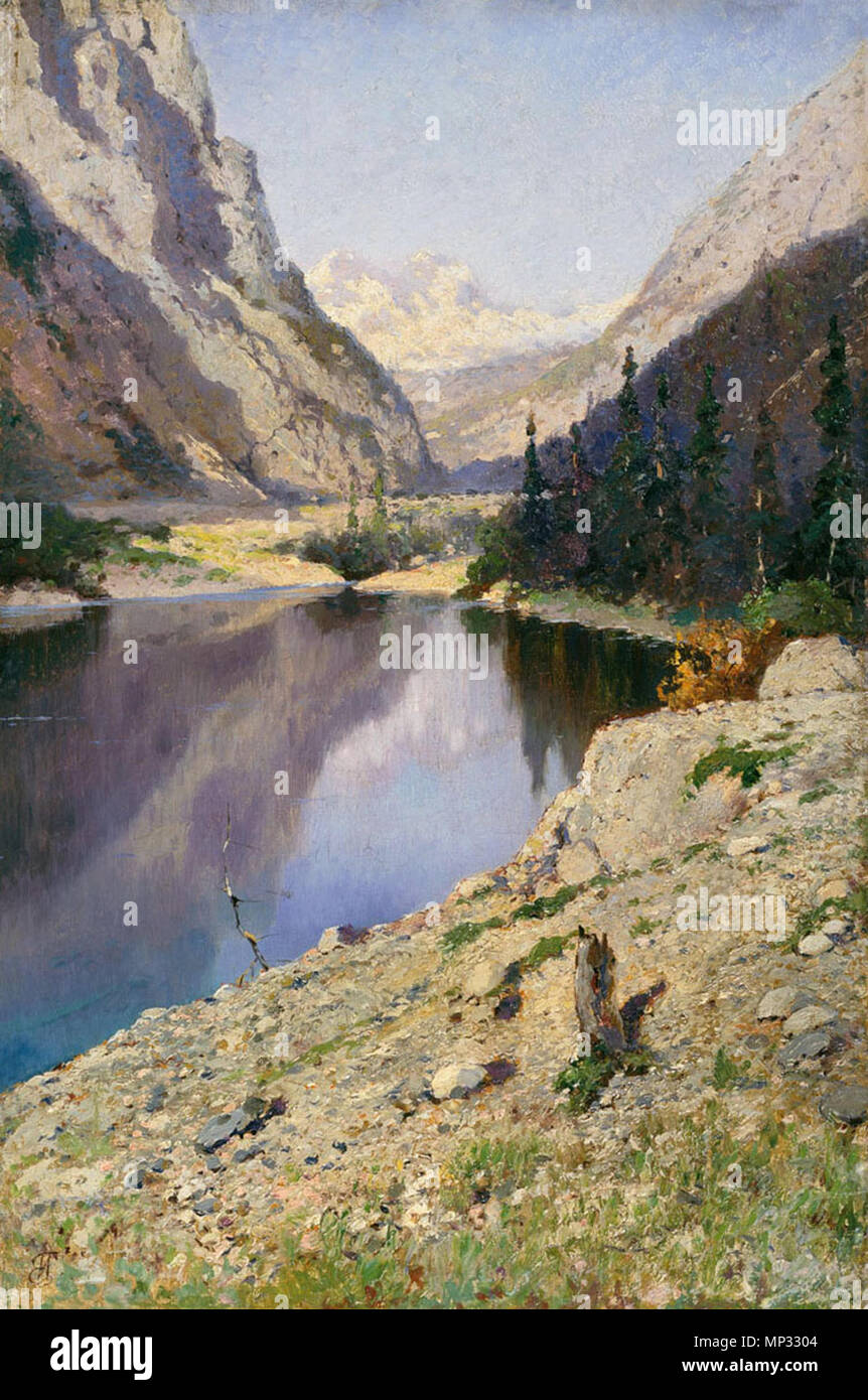 . Inglese: il lago di montagna vicino a Monaco di Baviera da Ivan Endogurov . 1880 l. Ivan Endogurov (1861-1898) 679 Ivan Endogurov Gornoye Ozero Foto Stock