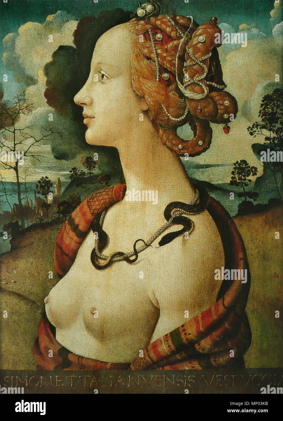 Inglese: ritratto di Simonetta Vespucci Français: portrait de femme dit de Simonetta Vespucci tra 1480 e 1490. 986 di Piero di Cosimo - portrait de femme Foto Stock