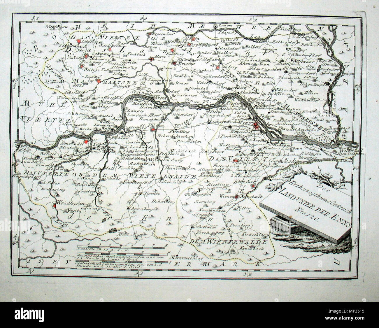. Deutsch: Des Erzherzogthums Oestreich Land Unter Der Enns. Nro. 120. Kolorierter Kupferstich . 1791/1792. Franz Johann Joseph von Reilly (1766-1820) nomi alternativi Reilly, Franz Johann Joseph von Descrizione editore austriaco e scrittore Data di nascita e morte 18 Agosto 1766 6 luglio 1820 Luogo di nascita e morte a Vienna il periodo di lavoro 1790 - 1800 Sede di lavoro autorità di Vienna : controllo Q113944 VIAF: 102371035 ISNI: 0000 0001 1839 240X LCCN: N88624007 GND: 118748017 SUDOC: 158784243 WorldCat 851 mappa d'Austria nel 1791 da Reilly 120 Foto Stock