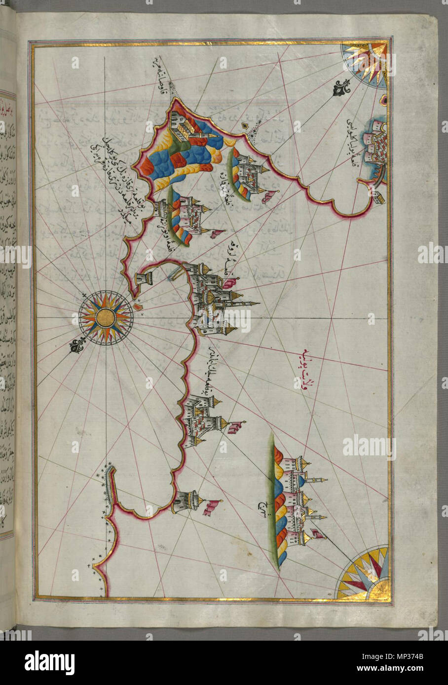 W.658.206b 1004 Piri Reis - Mappa della costa italiana da Lecce a Gallipoli - Walters W658206B - Pagina completa Foto Stock