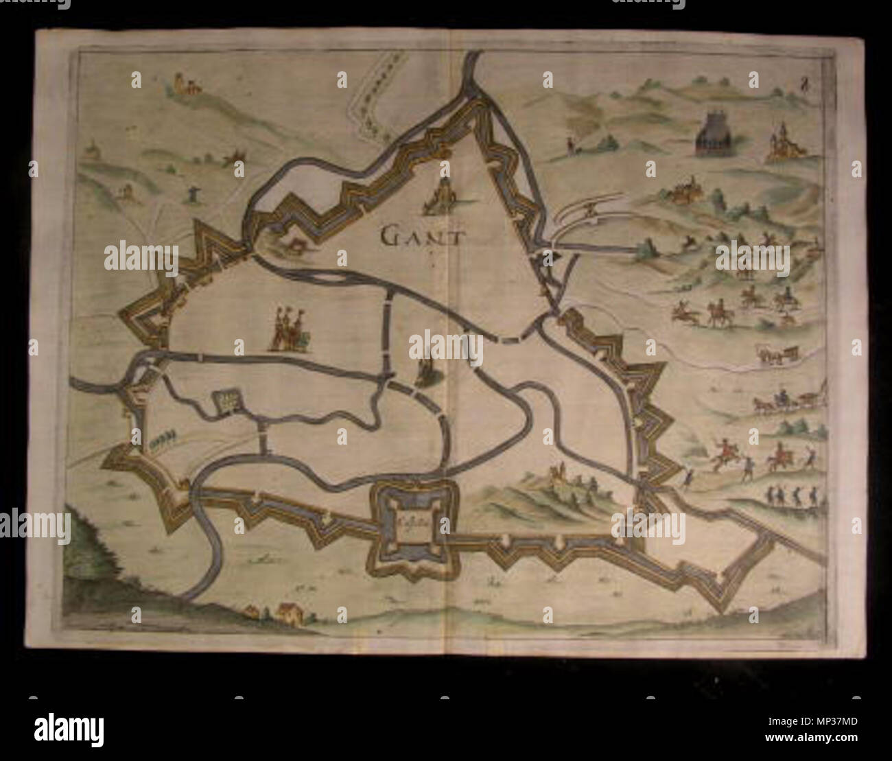 Fotocamere digitali Olympus . Inglese: mappa di Gand da Priorato nel 1673 . 1673. Priorato 940 mappa vecchia di Gand da Priorato nel 1673 Foto Stock