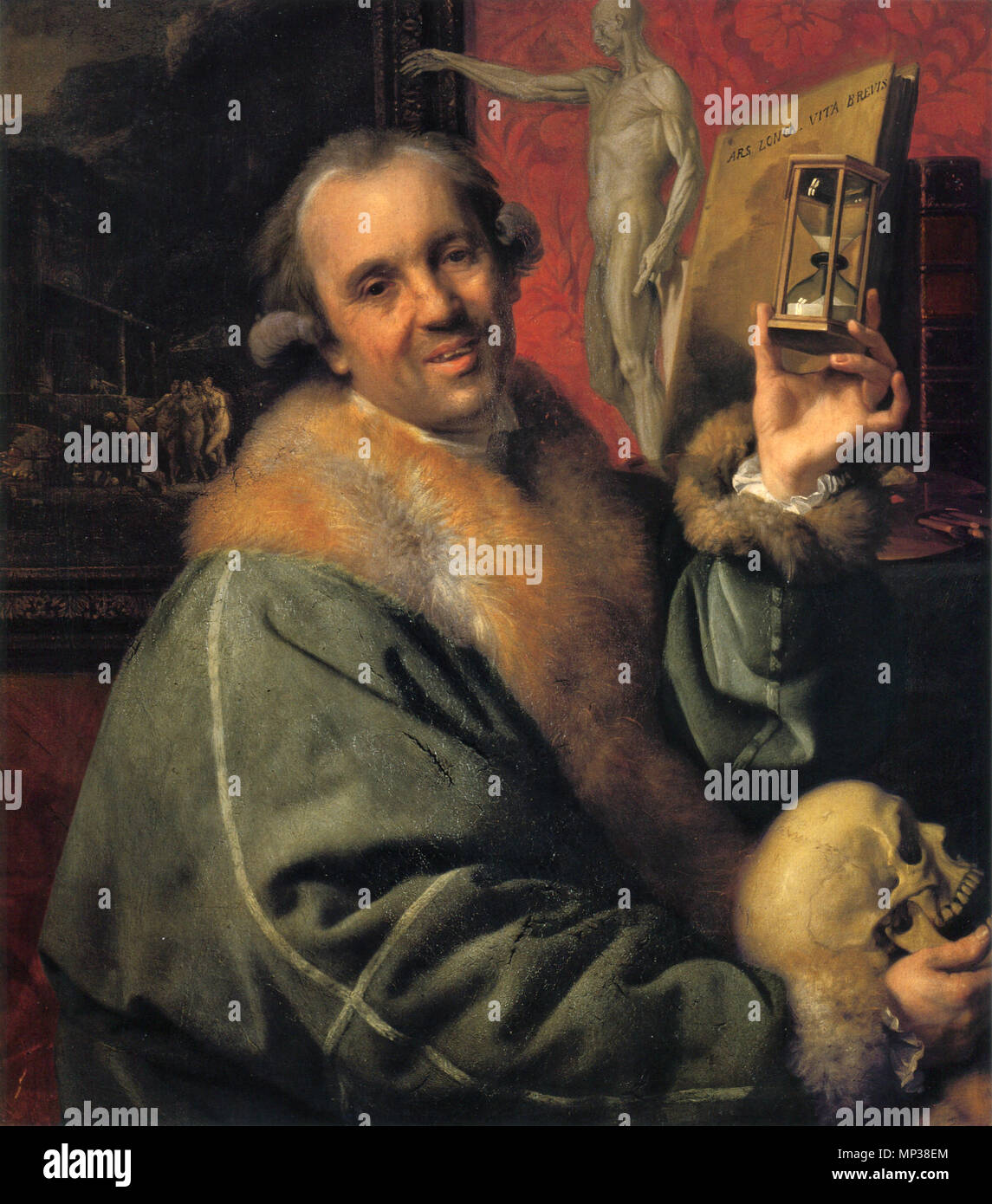 Q52330457 . Self-portrait inglese: Self-portrait (con Clessidra e cranio) .  circa 1776. 1285 Self-portrait (con Clessidra e cranio) da Johann Zoffany  Foto stock - Alamy