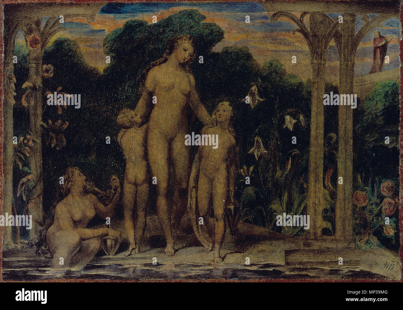 Betsabea al bagno . Inglese: Betsabea al bagno Русский: Уильям Блейк. Вирсавия в купальне. Темпера из серии 53 картин на библейские темы написанных по заказу Томаса Баттса (ок. 1799-1800, Тейт Британия) . tra il 1799 e il 1800. 1262 William Blake - Bathsheba presso la vasca da bagno Foto Stock