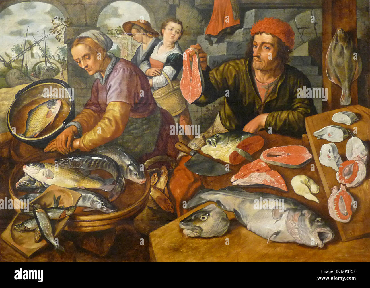 720 Joachim Beuckelaer-Marché aux poissons Foto Stock