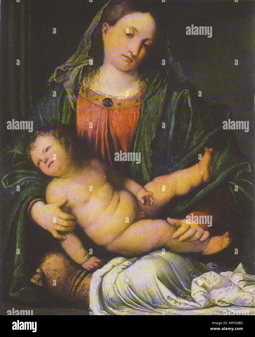 Madonna con il bambino . Madonna monti . tra 1516 e 1517. 1071 Romanino, madonna monti Foto Stock