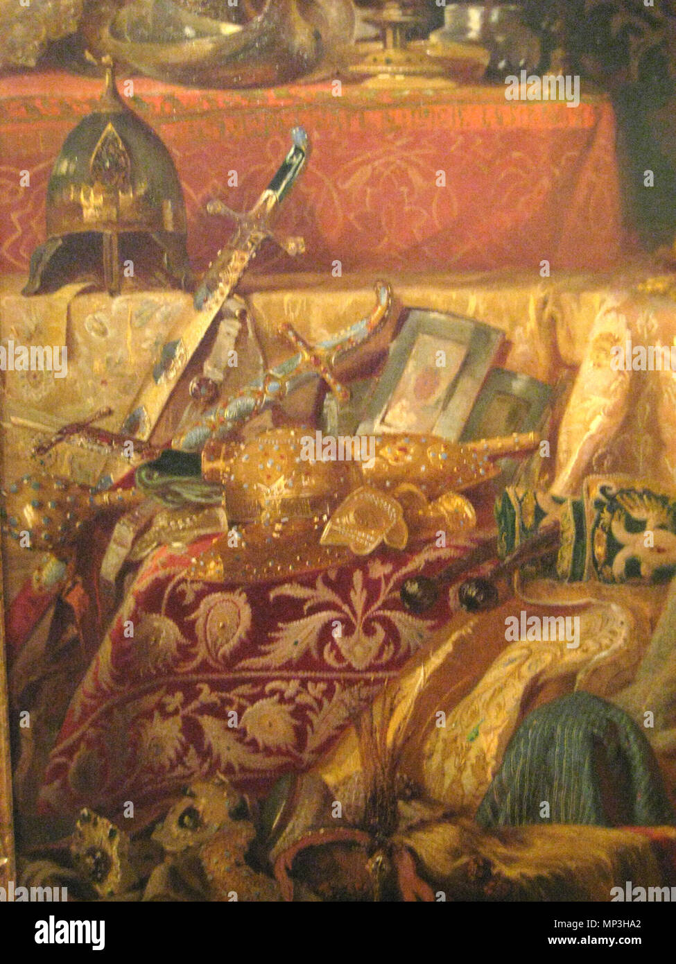 . Inglese: Ivan IV di Russia ("Ivan il Terribile") dimostra il suo tesoro di ambasciatore della regina Elisabetta I d'Inghilterra Français : Ivan le terribili montre ses trésors à l'Ambassadeur de la Reine Elizabeth I Latviešu: Ivans Bargais izrāda Kremļa dārgumus angļu vēstiniekam Horsijam. Русский: Иван Грозный показывает сокровища английскому послу Горсею. . 1875. Alexander Litovchenko (1835-1890) nomi alternativi Litovtchenko Alexander Descrizione pittore russo Data di nascita e morte 14 marzo 1835 (nel calendario giuliano) 16 giugno 1890 (nel calendario giuliano) Luogo di nascita e morte Кремен Foto Stock