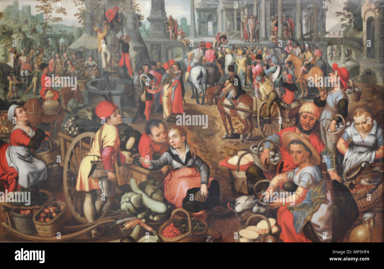 720 Joachim Beuckelaer - Marché avec l'Ecce Homo vers 1561 Foto Stock