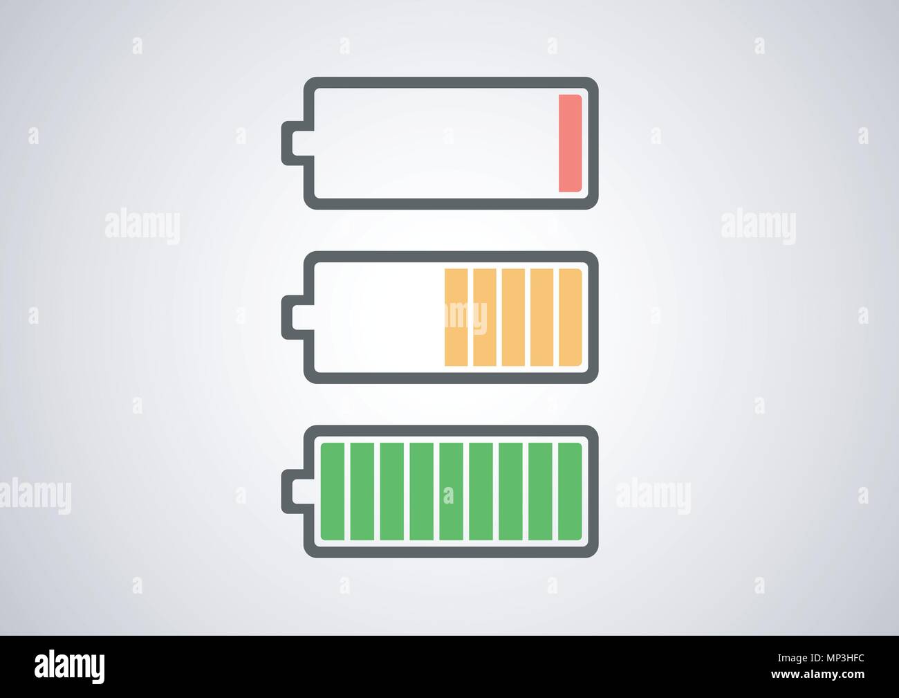 Il design del vettore delle condizioni della batteria icona pack Illustrazione Vettoriale